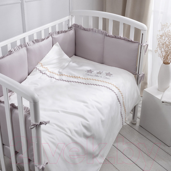 Изображение товара Комплект постельный для малышей Perina Toys Sateen Collection / ТСК6-01.1 (6 предметов, серый)