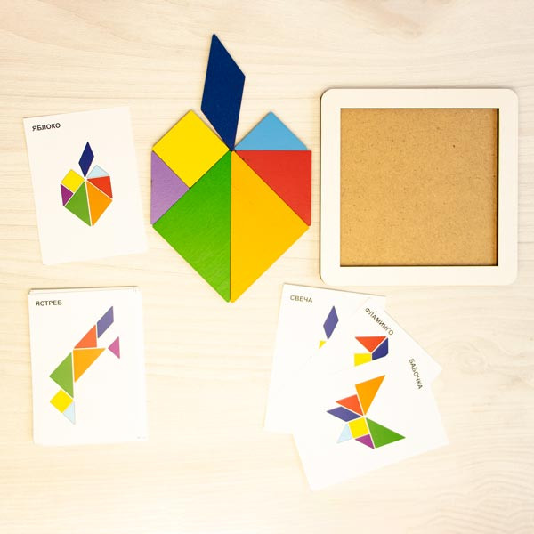 Изображение товара Игра-головоломка Деревянный город Танграм / Л039-ANT