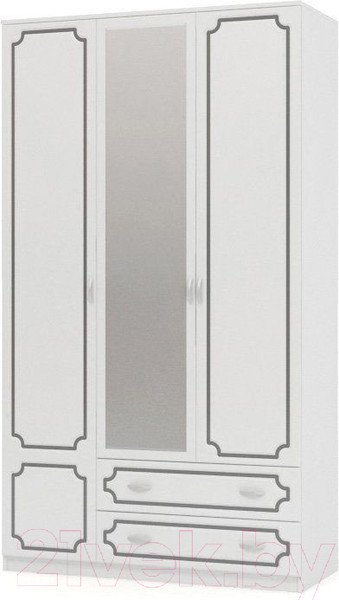 Изображение товара Шкаф Bravo Мебель Лак ШР-3 2 ящика 1 зеркало (белый/белый жемчуг)