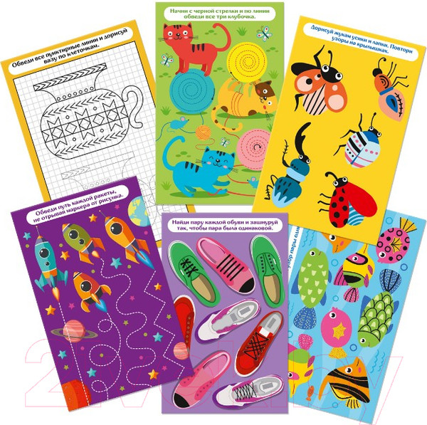 Изображение товара Развивающие карточки Десятое королевство Пиши-Стирай Рисовалки, обводилки / 04144