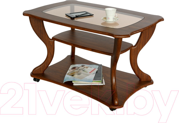 Изображение товара Журнальный столик Калифорния мебель Маэстро СЖ-02 (стекло/орех)