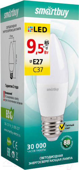 Изображение товара Лампа SmartBuy SBL-C37-9_5-30K-E27