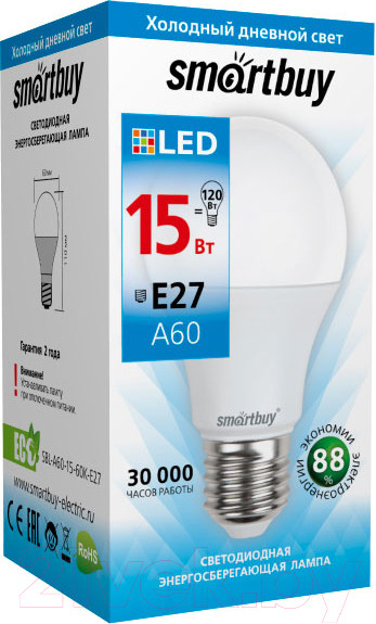 Изображение товара Лампа SmartBuy SBL-A60-15-60K-E27