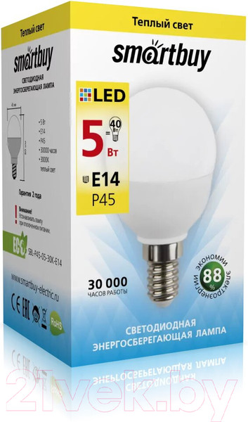 Изображение товара Лампа SmartBuy SBL-P45-05-30K-E14