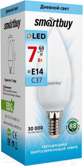 Изображение товара Лампа SmartBuy SBL-C37-07-40K-E14