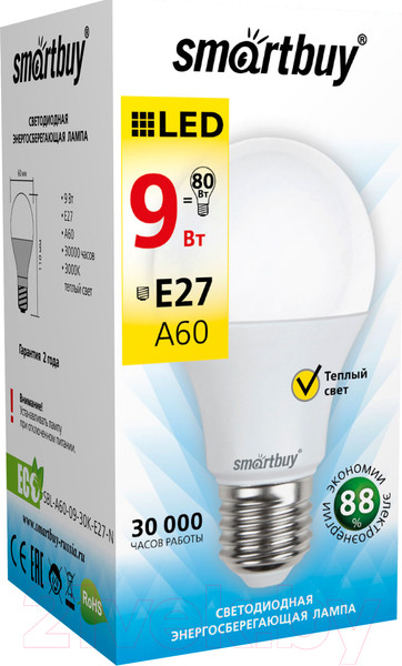 Изображение товара Лампа SmartBuy SBL-A60-09-30K-E27-N