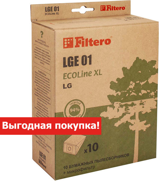 Изображение товара Комплект расходных материалов для пылесоса Filtero ECOLine LGE 01 S-Bag (10шт+фильтр)