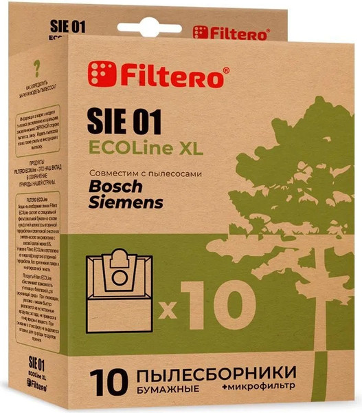 Изображение товара Комплект расходных материалов для пылесоса Filtero ECOLine SIE 01 S-Bag (10шт+фильтр)