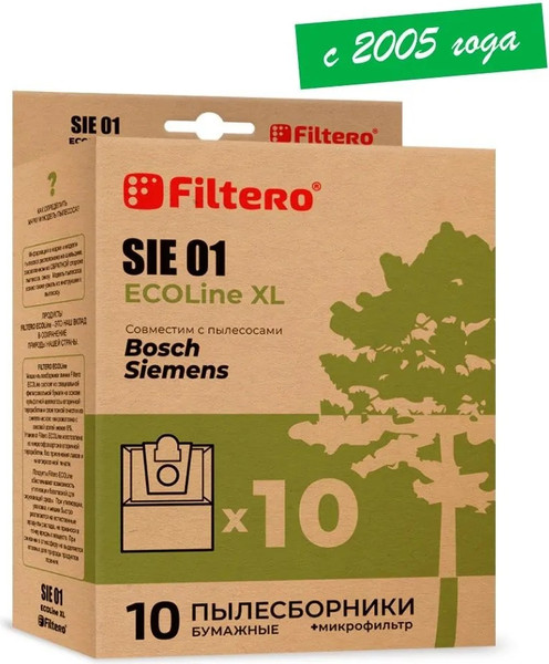 Изображение товара Комплект расходных материалов для пылесоса Filtero ECOLine SIE 01 S-Bag (10шт+фильтр)