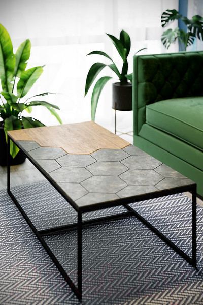 Изображение товара Журнальный столик Калифорния мебель Китч (дуб американский/серый бетон)