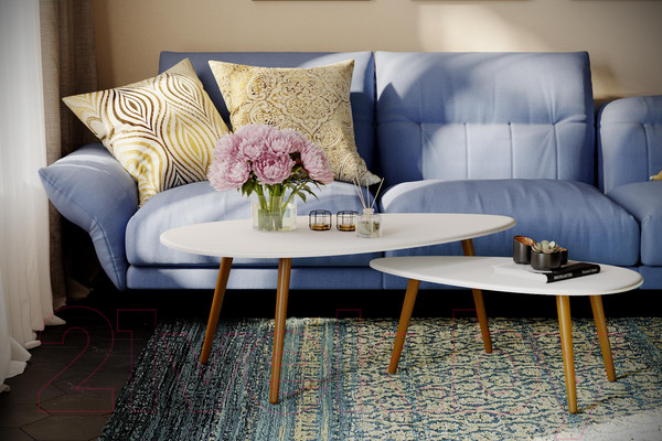 Изображение товара Комплект журнальных столиков Калифорния мебель Твинс (белый)