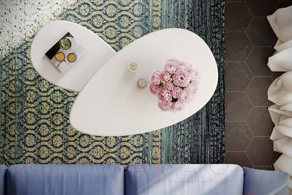 Изображение товара Комплект журнальных столиков Калифорния мебель Твинс (белый)