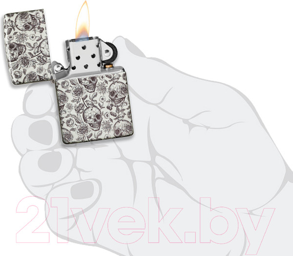 Изображение товара Зажигалка Zippo Skeleton Design / 49458 (серый матовый)