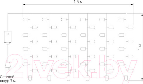 Изображение товара Световой занавес Евросвет 200-001 (теплый белый)