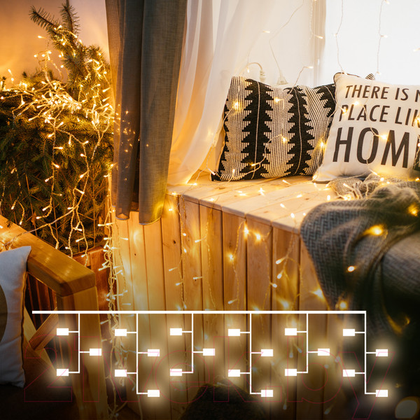 Изображение товара Световой занавес Евросвет 200-001 (теплый белый)