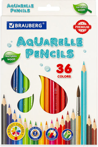 Изображение товара Набор цветных карандашей Brauberg Premium Aquarelle / 181674 (36цв)