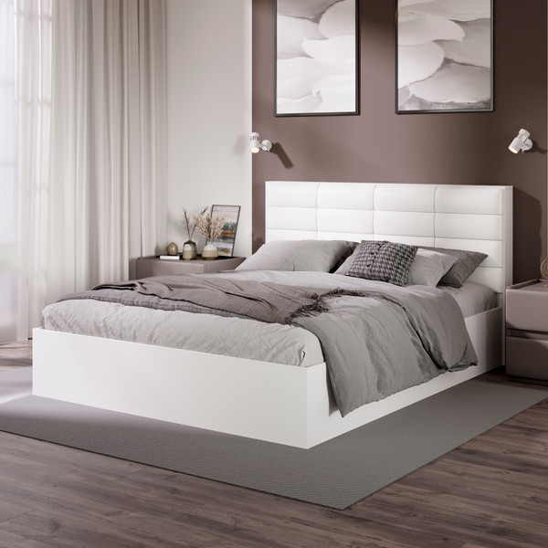 Изображение товара Двуспальная кровать ТриЯ Агата тип 1 с ПМ 160x200 (белый)