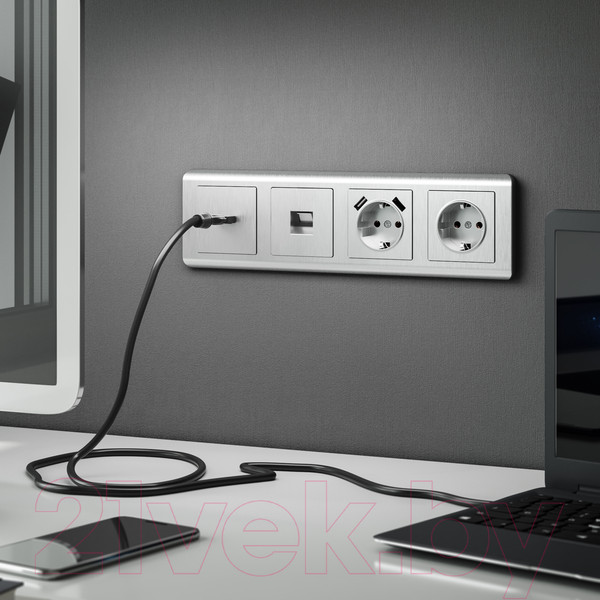 Изображение товара Розетка Werkel W1181009 / a051360 (cеребристый рифленый)