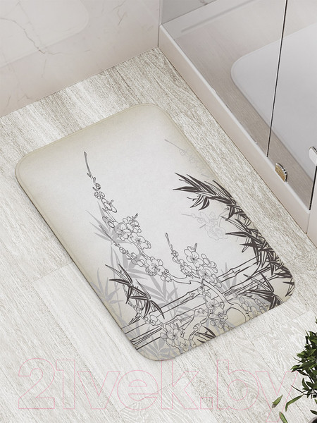 Изображение товара Коврик для ванной JoyArty Цветущее дерево с пальмами / bath_10013
