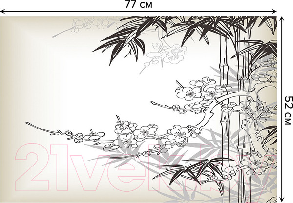 Изображение товара Коврик для ванной JoyArty Цветущее дерево с пальмами / bath_10013