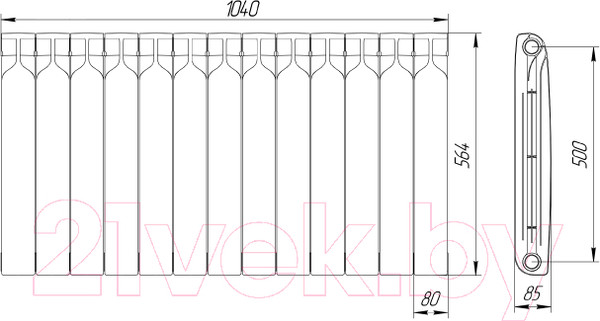 Изображение товара Радиатор биметаллический BiLux Plus R500 (13 секций)