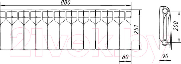 Изображение товара Радиатор биметаллический BiLux Plus R200 (11 секций)
