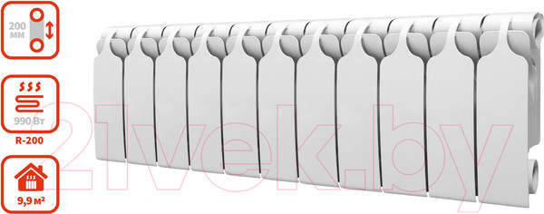 Изображение товара Радиатор биметаллический BiLux Plus R200 (11 секций)