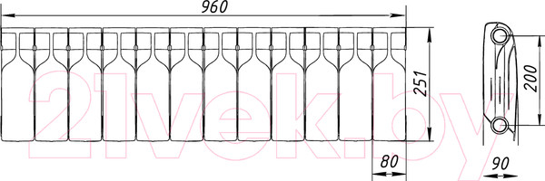 Изображение товара Радиатор биметаллический BiLux Plus R200 (12 секций)
