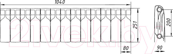 Изображение товара Радиатор биметаллический BiLux Plus R200 (13 секций)