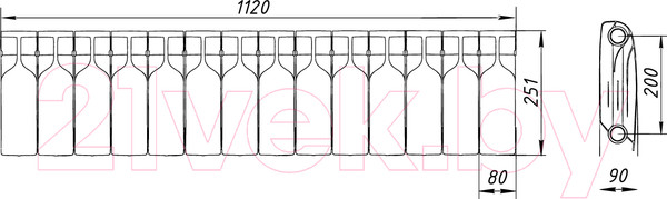 Изображение товара Радиатор биметаллический BiLux Plus R200 (14 секций)