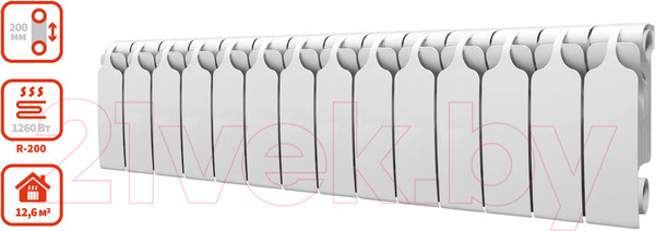 Изображение товара Радиатор биметаллический BiLux Plus R200 (14 секций)
