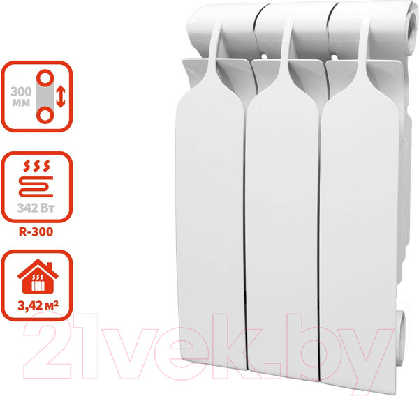 Изображение товара Радиатор биметаллический BiLux Plus R300 (3 секции)