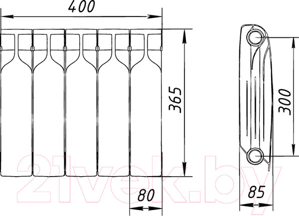 Изображение товара Радиатор биметаллический BiLux Plus R300 (5 секций)