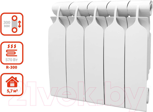 Изображение товара Радиатор биметаллический BiLux Plus R300 (5 секций)