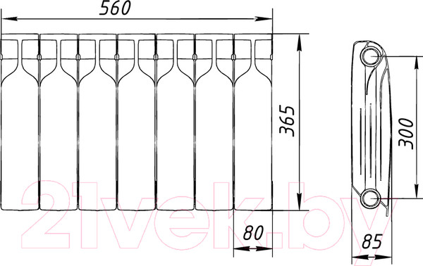 Изображение товара Радиатор биметаллический BiLux Plus R300 (7 секций)
