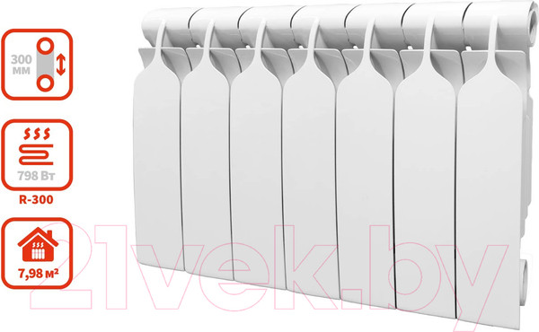 Изображение товара Радиатор биметаллический BiLux Plus R300 (7 секций)