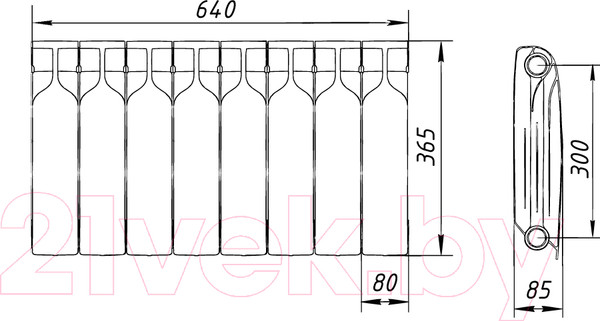 Изображение товара Радиатор биметаллический BiLux Plus R300 (8 секций)