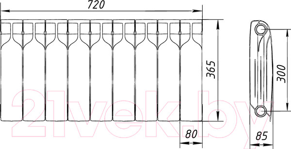 Изображение товара Радиатор биметаллический BiLux Plus R300 (9 секций)