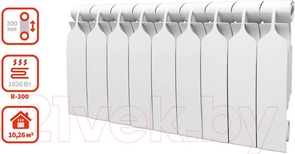 Изображение товара Радиатор биметаллический BiLux Plus R300 (9 секций)