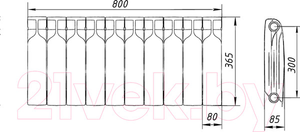 Изображение товара Радиатор биметаллический BiLux Plus R300 (10 секций)