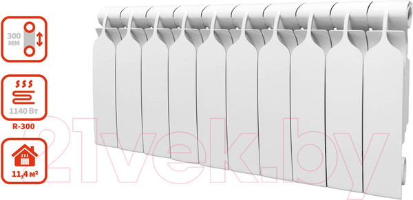 Изображение товара Радиатор биметаллический BiLux Plus R300 (10 секций)