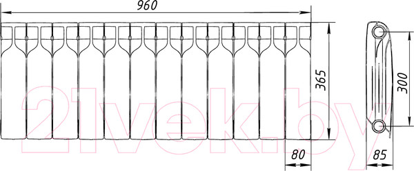 Изображение товара Радиатор биметаллический BiLux Plus R300 (12 секций)