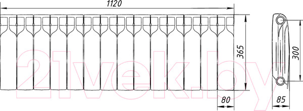 Изображение товара Радиатор биметаллический BiLux Plus R300 (14 секций)
