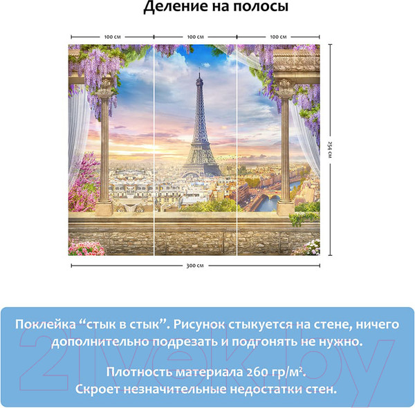 Изображение товара Фотообои листовые Citydecor Вид на Париж (300x254)