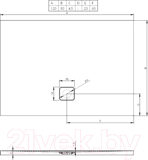 Изображение товара Душевой поддон Riho Basel 406 120x80 / DC161600000000S