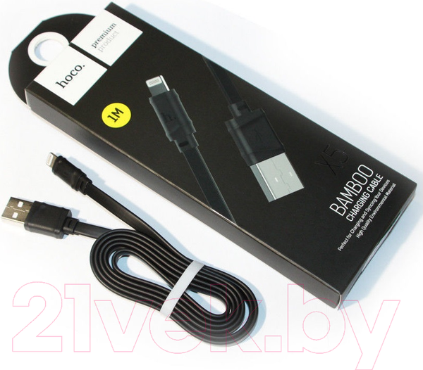Изображение товара Кабель Hoco X5 Bamboo AM-8pin Lightning (1м, черный)