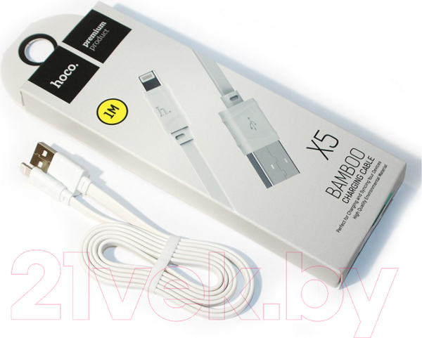 Изображение товара Кабель Hoco X5 Bamboo AM-8pin Lightning (1м, белый)