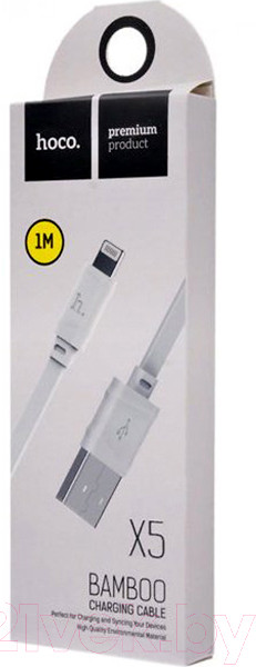 Изображение товара Кабель Hoco X5 Bamboo AM-8pin Lightning (1м, белый)