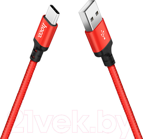 Изображение товара Кабель Hoco X14 Times Speed AM-Type-C (2м, черный/красный)
