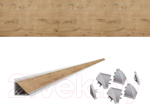 Изображение товара Скиналь Интерлиния Дуб бунратти (с плинтусом и комплектом заглушек)